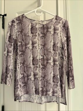 Womens Grey Snake-Print Long Sleeve Top